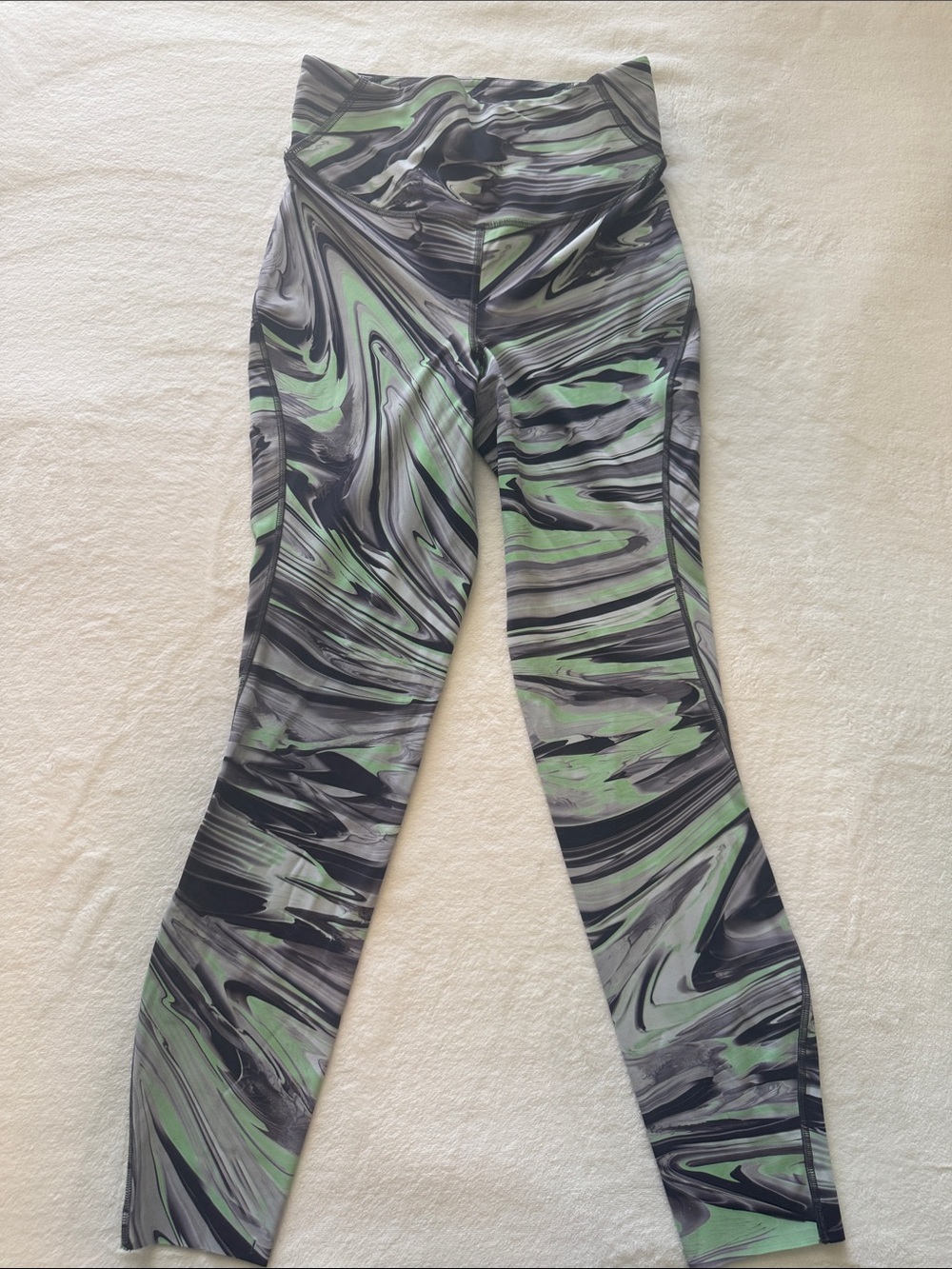 lululemon athletica Marble-Print High-Rise Leggings in Green and Gray